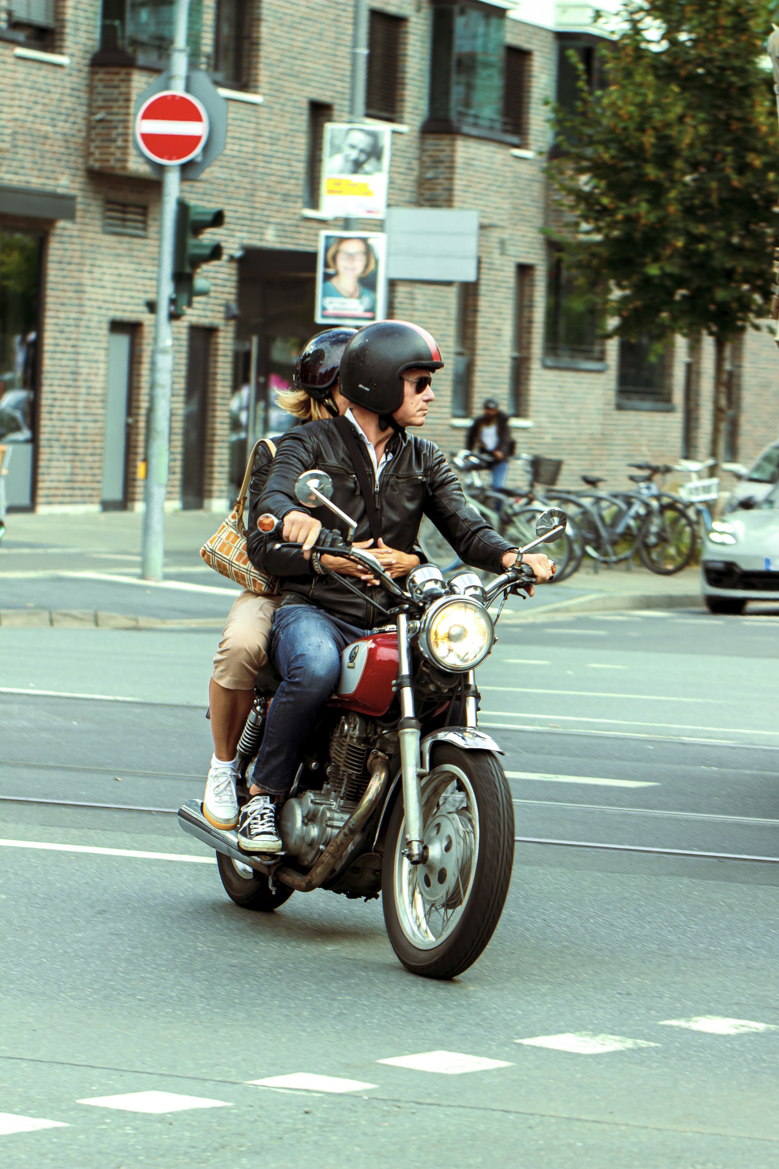 Man and woman on bike in Frankfurt