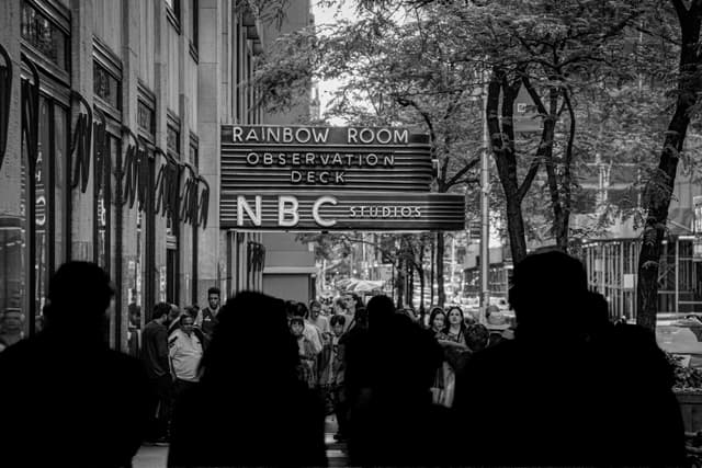 People on the street near the NBC Studios